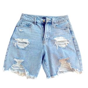 Fashion Nova Fray Denim Shorts